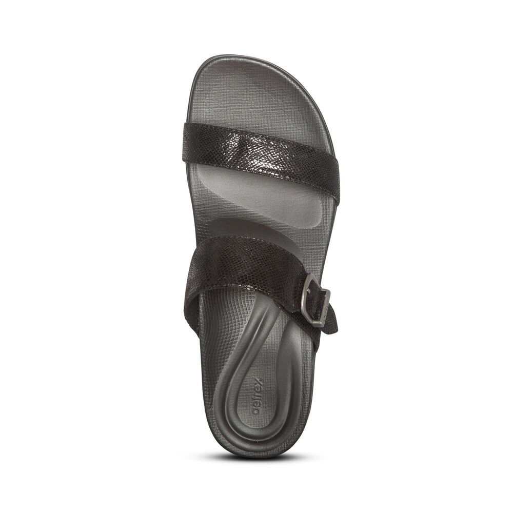 Aetrex Women's Mimi Water-Friendly Sandals - Black | USA 2OP46VA